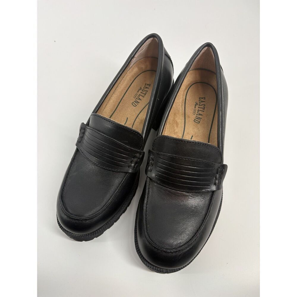 Eastland Black Leather Penny Loafers Comfort Slip-On Classic Flats